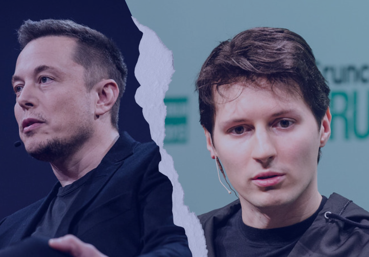 side-by-side view of Elon Musk and Pavel Durov